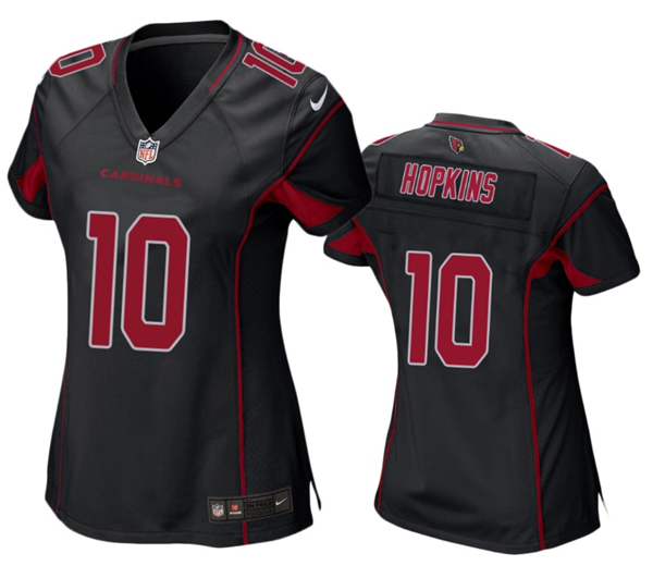Women's Arizona Cardinals #10 DeAndre Hopkins Black Color Rush Stitched Jersey(Run Small) Women's Arizona Cardinals #10 DeAndre Hopkins Black Color Rush Stitched Jersey(Run Small)
