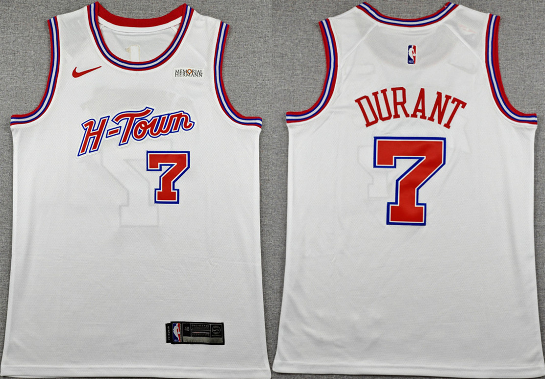 Men's Houston Rockets #7 Kevin Durant White 2025-26 City Edition Stitched Jersey