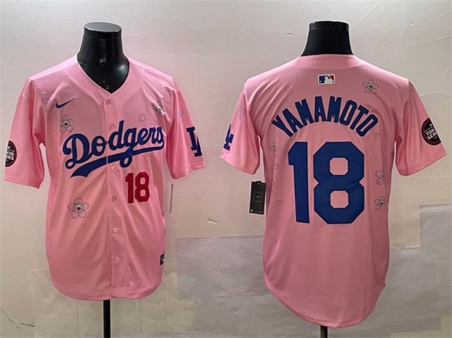Men's Los Angeles Dodgers #42 Jackie Robinson Pink 2025 Tokyo Series Limited Stitched Baseball Jersey Men's Los Angeles Dodgers #42 Jackie Robinson Pink 2025 Tokyo Series Limited Stitched Baseball Jersey
