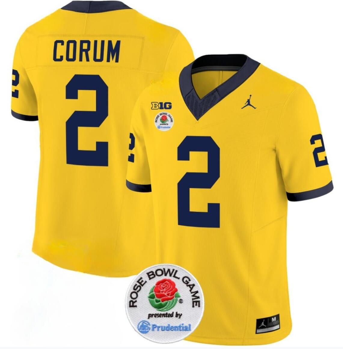 Men's Michigan Wolverines #2 Blake Corum 2023 F.U.S.E. Yellow Rose Bowl Patch Stitched Jersey Men's Michigan Wolverines #2 Blake Corum 2023 F.U.S.E. Yellow Rose Bowl Patch Stitched Jersey