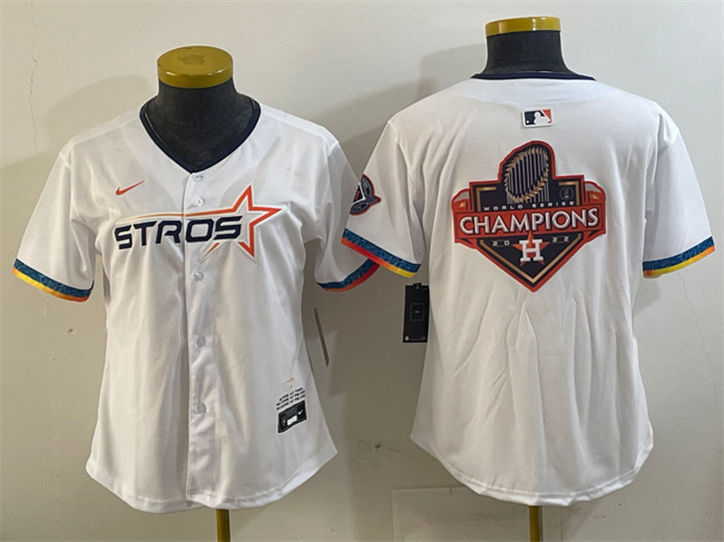Women's Houston Astros Team Big Logo White 2025 City Connect Limited Stitched Baseball Jersey(Run Small) 004 Women's Houston Astros Team Big Logo White 2025 City Connect Limited Stitched Baseball Jersey(Run Small) 004