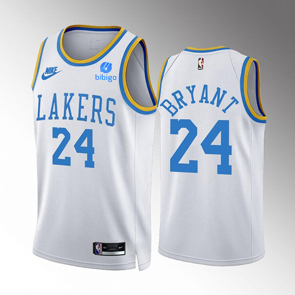 Men's Los Angeles Lakers #24 Kobe Bryant 2022/23 White Classic Edition Stitched Basketball Jersey Men's Los Angeles Lakers #24 Kobe Bryant 2022/23 White Classic Edition Stitched Basketball Jersey