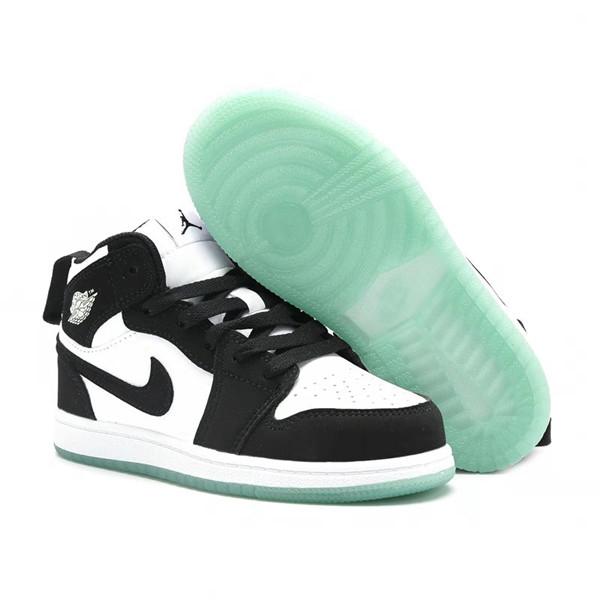 Youth Running Weapon Air Jordan 1 White/Black Shoes 10034
