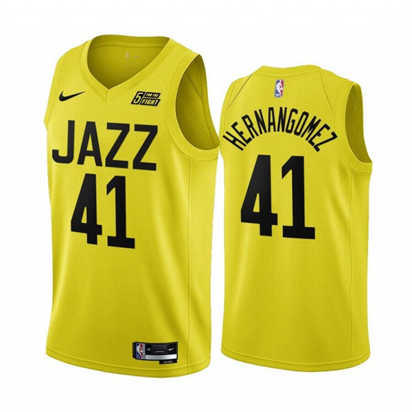 Men's Utah Jazz #41 Juancho Hernangómez 2022/23 Yellow Icon Edition Stitched Basketball Jersey Men's Utah Jazz #41 Juancho Hernangómez 2022/23 Yellow Icon Edition Stitched Basketball Jersey