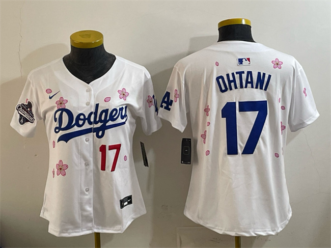 Women's Los Angeles Dodgers #17 Shohei Ohtani White 2025 World Series Champions Patch Tokyo Series Limited Stitched Baseball Jersey(Run Small) Women's Los Angeles Dodgers #17 Shohei Ohtani White 2025 World Series Champions Patch Tokyo Series Limited Stitched Baseball Jersey(Run Small)