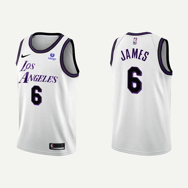 Men's Los Angeles Lakers #6 LeBron James 2022/23 White Stitched Basketball Jersey Men's Los Angeles Lakers #6 LeBron James 2022/23 White Stitched Basketball Jersey