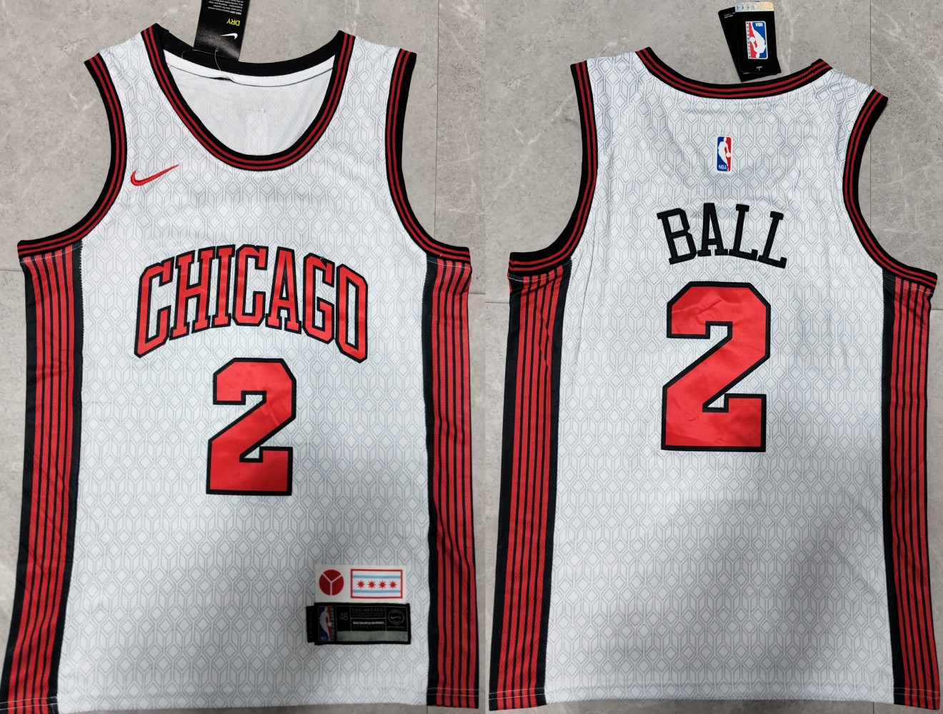 Men's Chicago Bulls #2 Lonzo Ball White Stitched Basketball Jersey Men's Chicago Bulls #2 Lonzo Ball White Stitched Basketball Jersey