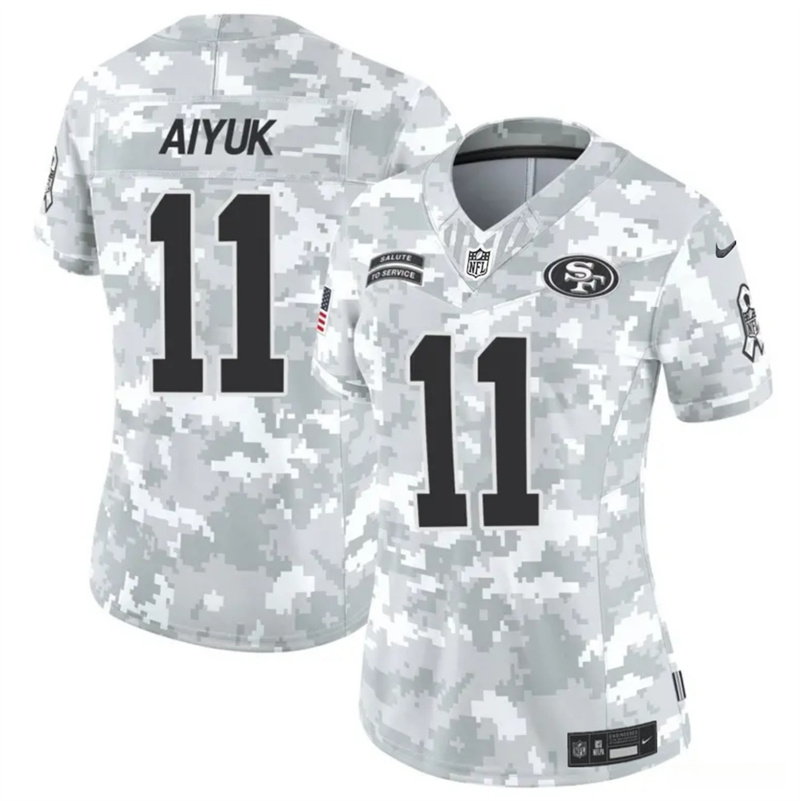 Women's San Francisco 49ers #11 Brandon Aiyuk 2024 F.U.S.E Arctic Camo Salute to Service Limited Stitched Jersey(Run Small) Women's San Francisco 49ers #11 Brandon Aiyuk 2024 F.U.S.E Arctic Camo Salute to Service Limited Stitched Jersey(Run Small)