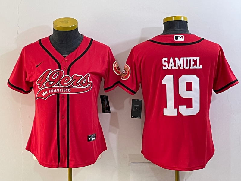 Women's San Francisco 49ers #19 Deebo Samuel Red With Patch Cool Base Stitched Baseball Jersey(Run Small) Women's San Francisco 49ers #19 Deebo Samuel Red With Patch Cool Base Stitched Baseball Jersey(Run Small)