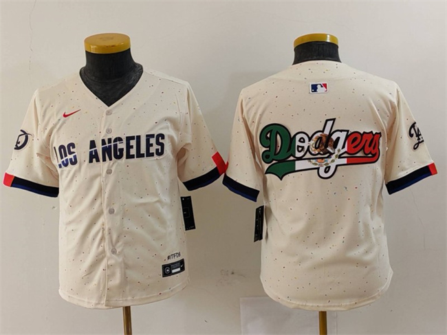 Youth Los Angeles Dodgers Team Big Logo Cream 2024 City Connect Limited Stitched Baseball Jersey Youth Los Angeles Dodgers Team Big Logo Cream 2024 City Connect Limited Stitched Baseball Jersey