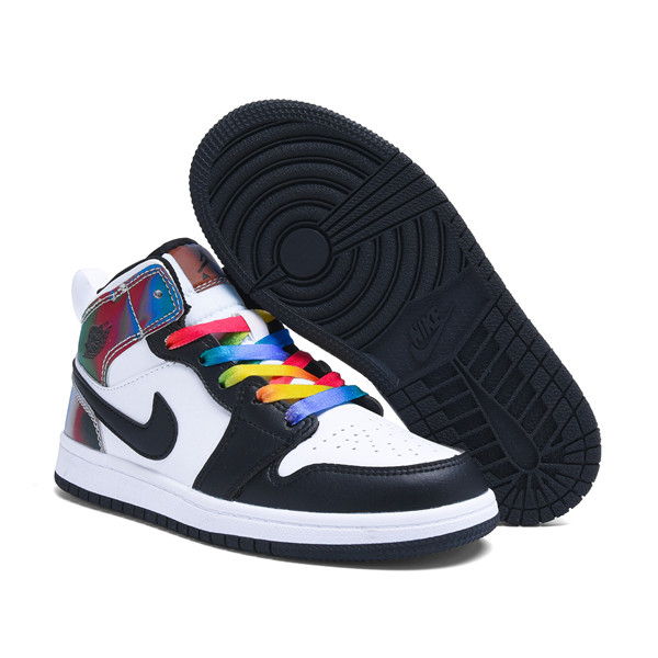 Youth Running Weapon Air Jordan 1 White/Black Shoes 20037