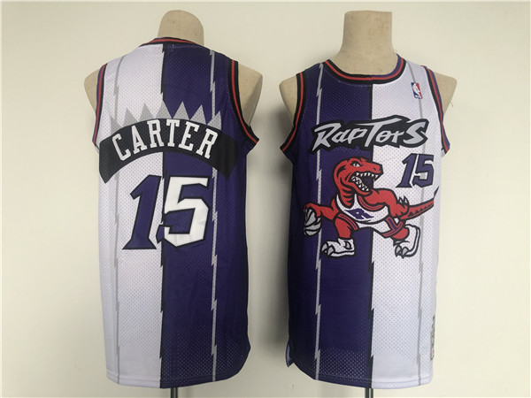 Men's Toronto Raptors #15 Vince Carter White/Purple Splite Basketball Jersey Men's Toronto Raptors #15 Vince Carter White/Purple Splite Basketball Jersey