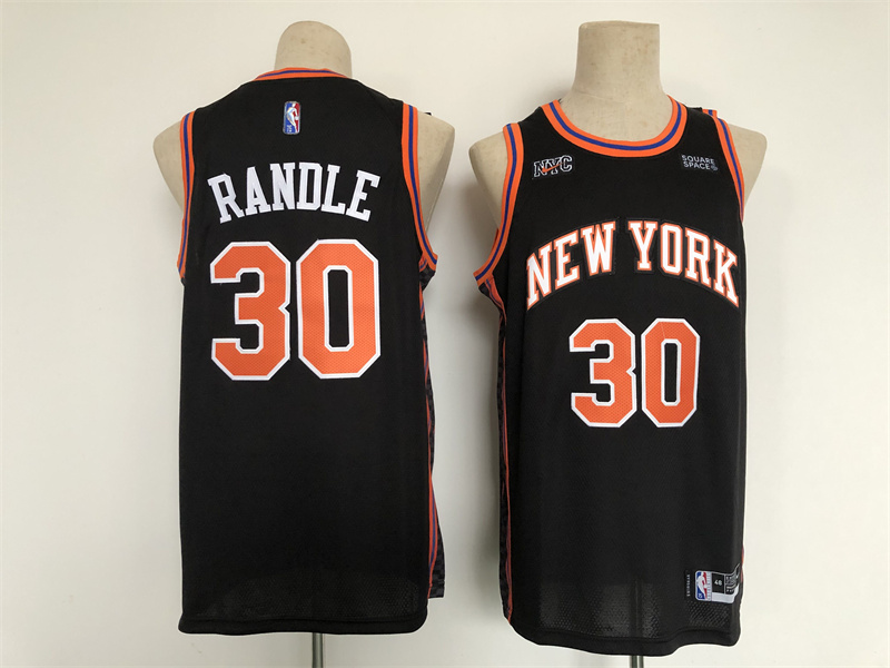 Men's New Yok Knicks #30 Julius Randle 2021/2022 75th Anniversary Black Stitched Jersey Men's New Yok Knicks #30 Julius Randle 2021/2022 75th Anniversary Black Stitched Jersey