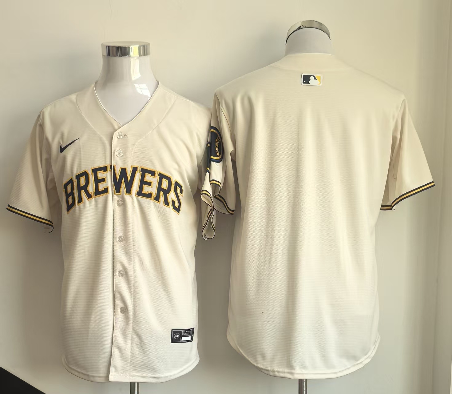 Men's Milwaukee Brewers Blank Cream Limited Stitched Jersey Men's Milwaukee Brewers Blank Cream Limited Stitched Jersey