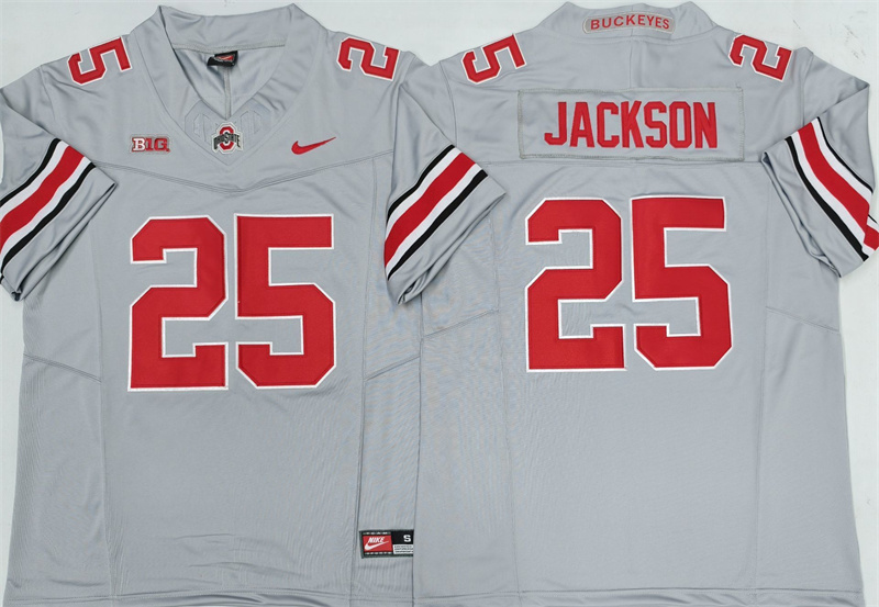 Men's Ohio State Buckeyes #25 Lamar "Bo" Jackson Grey 2025 F.U.S.E. Limited Stitched Jersey Men's Ohio State Buckeyes #25 Lamar "Bo" Jackson Grey 2025 F.U.S.E. Limited Stitched Jersey