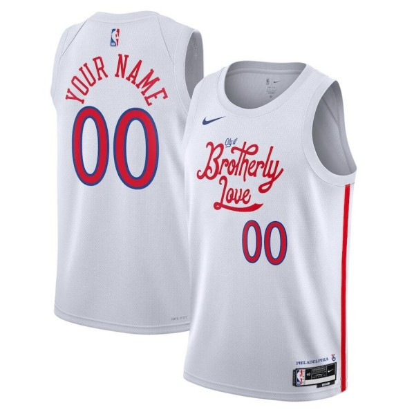 Men's Philadelphia 76ers Active Player Custom 2022-23 White City Edition Stitched Basketball Jersey Men's Philadelphia 76ers Active Player Custom 2022-23 White City Edition Stitched Basketball Jersey