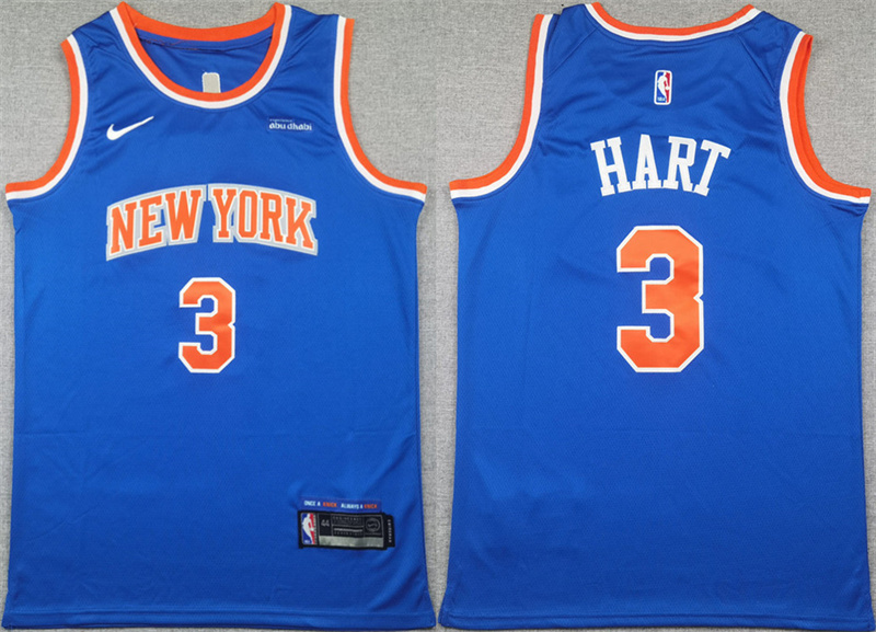 Men's New Yok Knicks #3 Josh Hart Blue Icon Edition Edition Stitched Basketball Jersey Men's New Yok Knicks #3 Josh Hart Blue Icon Edition Edition Stitched Basketball Jersey