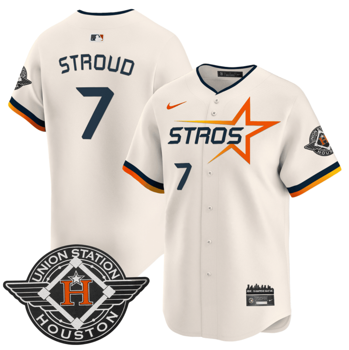 Men's Houston Astros #7 C.J. Stroud Cream 2025 City Connect Limited Stitched Baseball Jersey Men's Houston Astros #7 C.J. Stroud Cream 2025 City Connect Limited Stitched Baseball Jersey