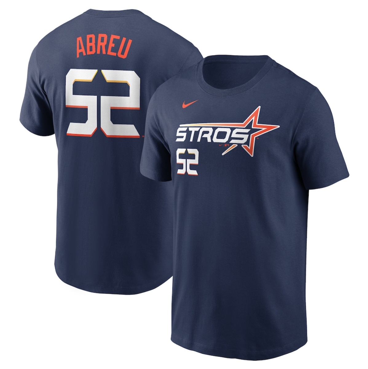 Men's Houston Astros #52 Bryan Abreu Navy 2025 City Connect Fuse Name & Number T-Shirt Men's Houston Astros #52 Bryan Abreu Navy 2025 City Connect Fuse Name & Number T-Shirt