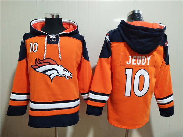 Men's Denver Broncos #10 Jerry Jeudy Orange Ageless Must-Have Lace-Up Pullover Hoodie Men's Denver Broncos #10 Jerry Jeudy Orange Ageless Must-Have Lace-Up Pullover Hoodie
