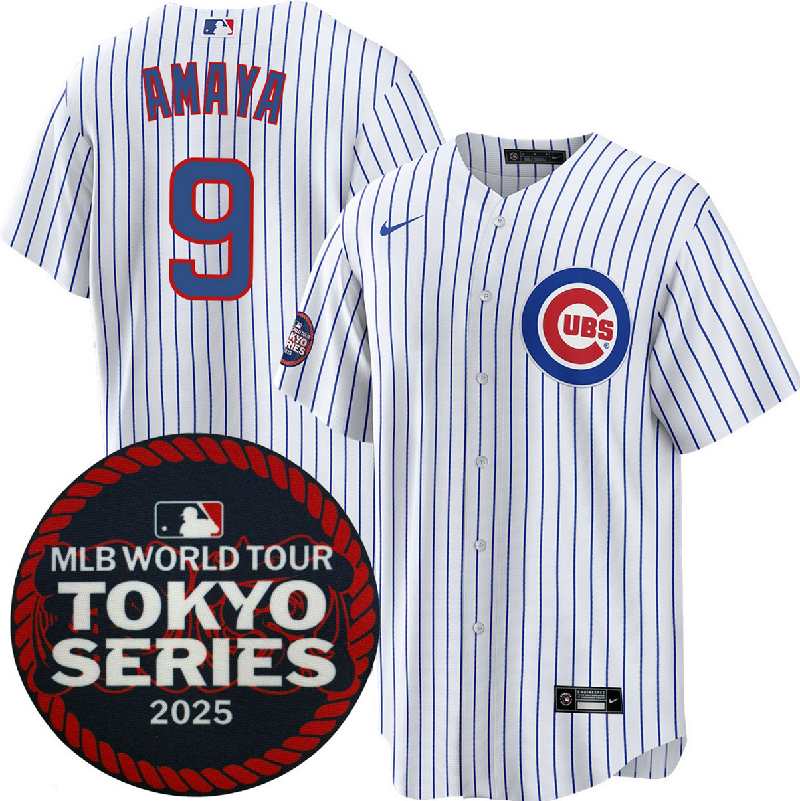 Men's Chicago Cubs #9 Miguel Amaya White 2025 World Tour: Tokyo Series Home Stitched Baseball Jersey Men's Chicago Cubs #9 Miguel Amaya White 2025 World Tour: Tokyo Series Home Stitched Baseball Jersey