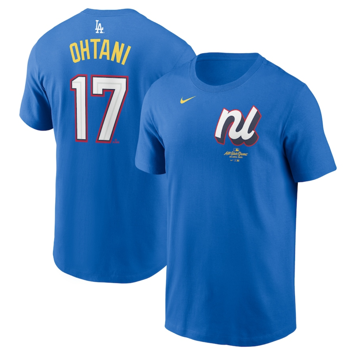 Men's National League #17 Shohei Ohtani Royal 2025 All-Star Edition Name & Number T-Shirt Men's National League #17 Shohei Ohtani Royal 2025 All-Star Edition Name & Number T-Shirt