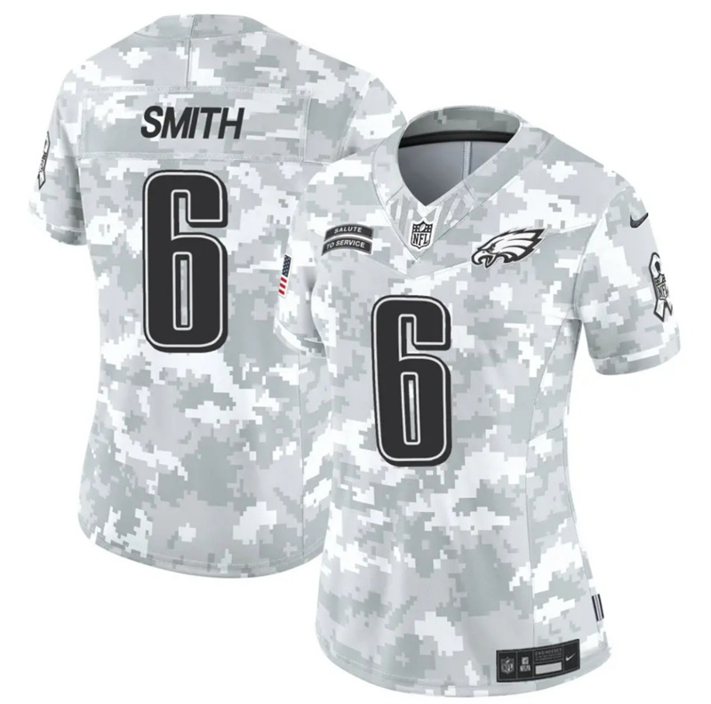 Women's Philadelphia Eagles #6 DeVonta Smith 2024 F.U.S.E Arctic Camo Salute to Service Limited Stitched Jersey(Run Small) Women's Philadelphia Eagles #6 DeVonta Smith 2024 F.U.S.E Arctic Camo Salute to Service Limited Stitched Jersey(Run Small)