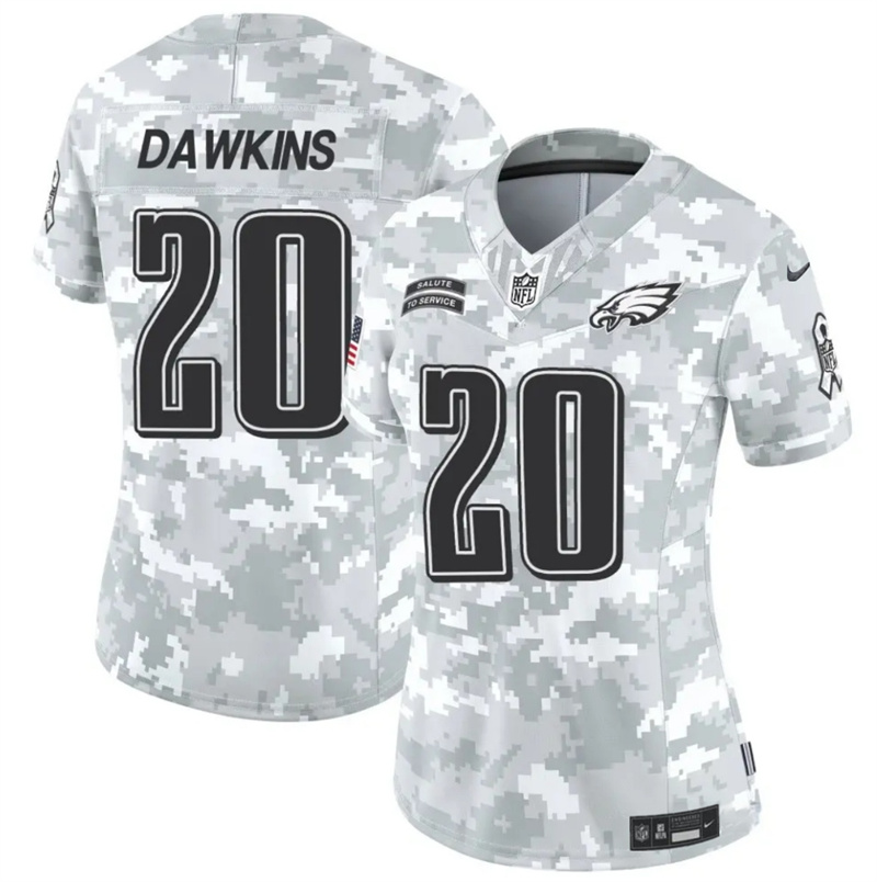 Women's Philadelphia Eagles #20 Brian Dawkins 2024 F.U.S.E Arctic Camo Salute to Service Limited Stitched Jersey(Run Small) Women's Philadelphia Eagles #20 Brian Dawkins 2024 F.U.S.E Arctic Camo Salute to Service Limited Stitched Jersey(Run Small)