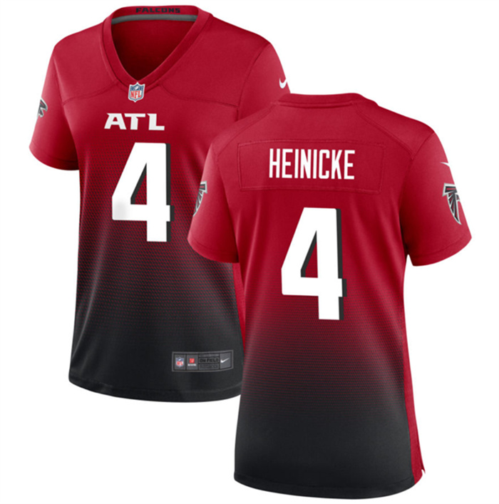 Women's Atlanta Falcons #4 Taylor Heinicke Red/Black Stitched Jersey(Run Small) Women's Atlanta Falcons #4 Taylor Heinicke Red/Black Stitched Jersey(Run Small)