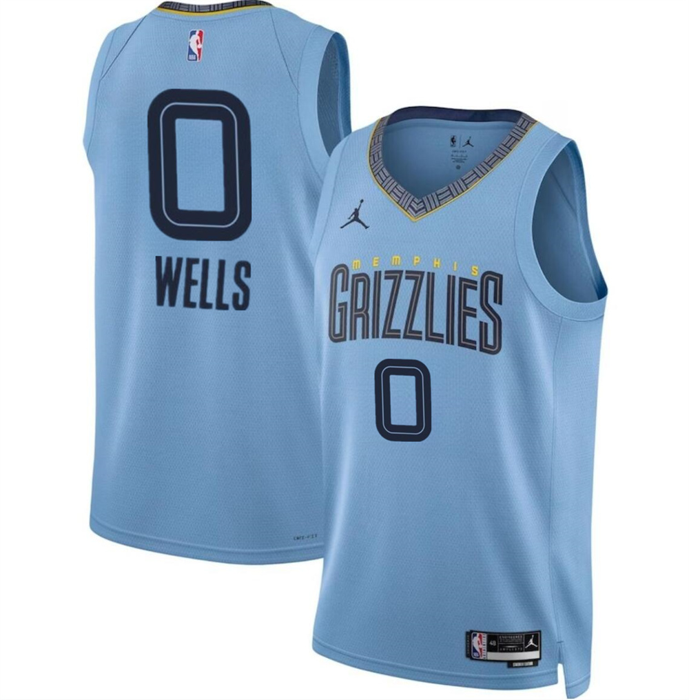 Men's Memphis Grizzlies #0 Jaylen Wells Blue 2024 Draft Statement Edition Stitched Jersey Men's Memphis Grizzlies #0 Jaylen Wells Blue 2024 Draft Statement Edition Stitched Jersey