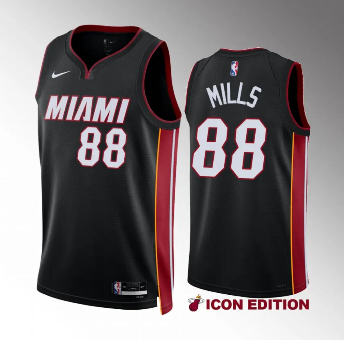 Men's Miami Heat #88 Patrick Mills Black Icon Edition Stitched Basketball Jersey Men's Miami Heat #88 Patrick Mills Black Icon Edition Stitched Basketball Jersey
