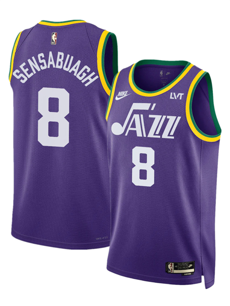 Men's Utah Jazz #8 Brice Sensabaugh Purple 2023 Classic Edition Stitched Basketball Jersey Men's Utah Jazz #8 Brice Sensabaugh Purple 2023 Classic Edition Stitched Basketball Jersey