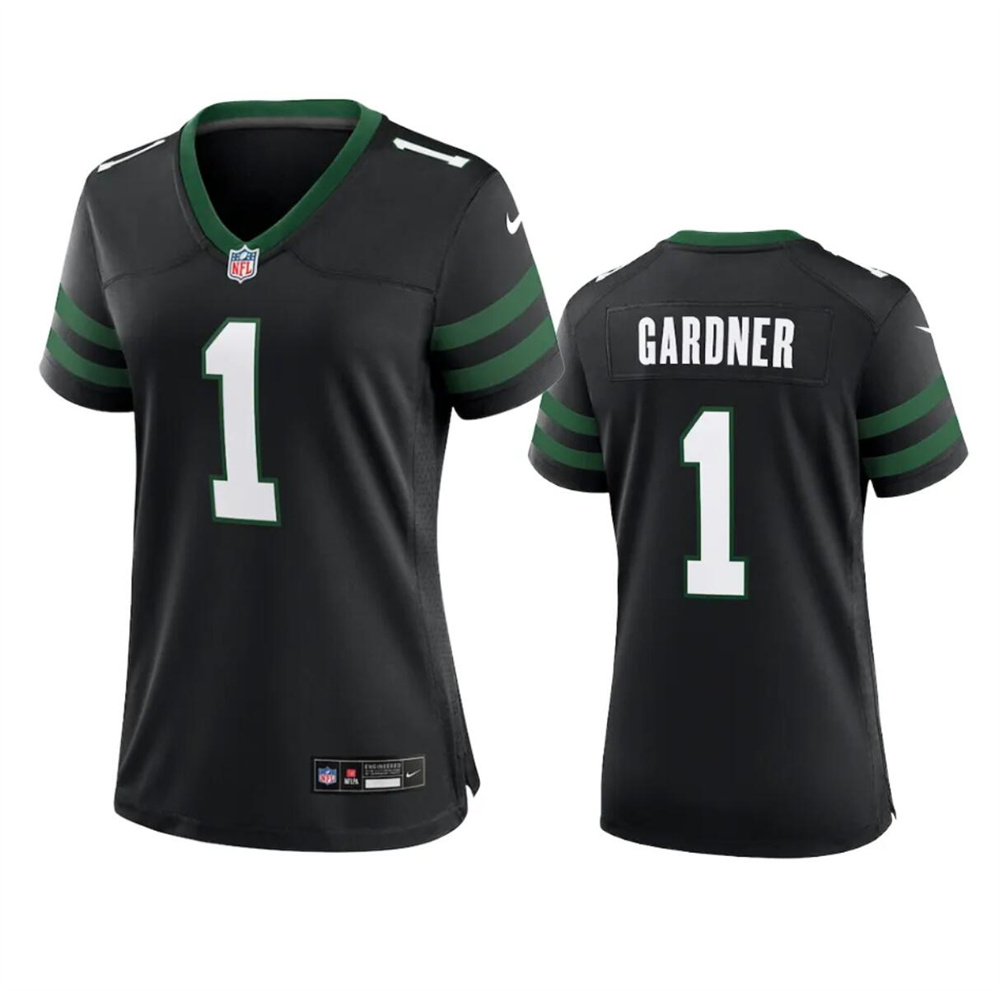 Women's New York Jets #1 Ahmad Sauce Black 2024 Stitched Football Jersey(Run Small) Women's New York Jets #1 Ahmad Sauce Black 2024 Stitched Football Jersey(Run Small)