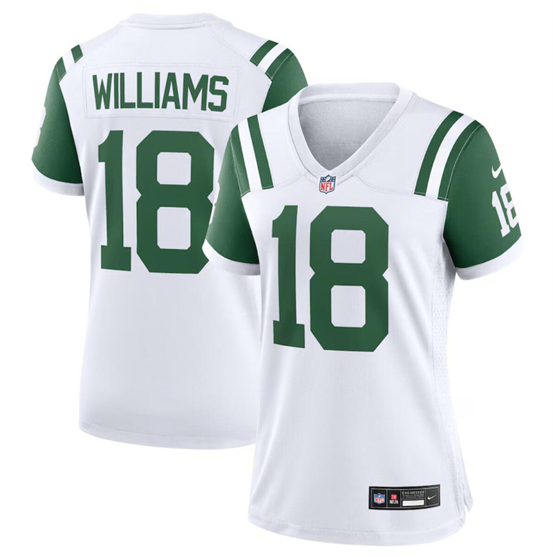 Women's New York Jets #18 Mike Williams White Classic Alternate Stitched Jersey(Run Small) Women's New York Jets #18 Mike Williams White Classic Alternate Stitched Jersey(Run Small)