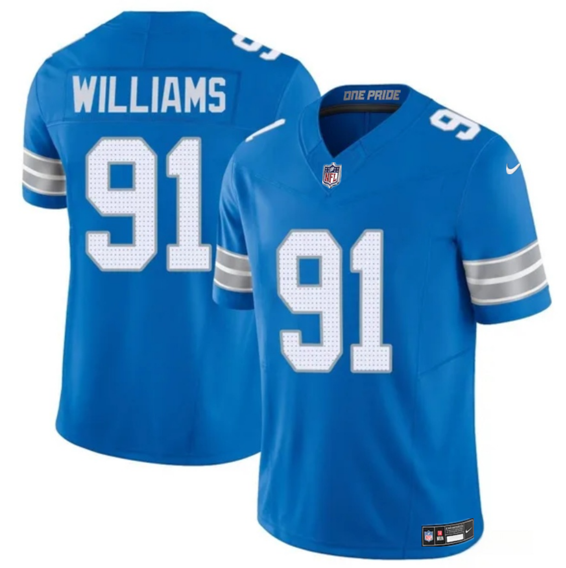 Men's Detroit Lions #91 Tyleik Williams Blue 2025 Draft F.U.S.E. Vapor Limited Stitched Jersey Men's Detroit Lions #91 Tyleik Williams Blue 2025 Draft F.U.S.E. Vapor Limited Stitched Jersey