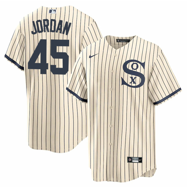 Men's Chicago White Sox #45 Michael Jordan 2021 Cream/Navy Name&Number