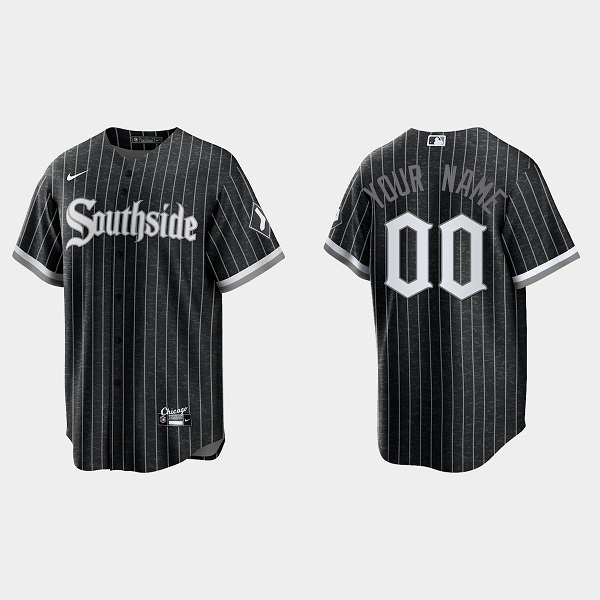Men's Chicago White Sox Customized Black 2021 City Connect Cool Base Stitched Jersey Men's Chicago White Sox Customized Black 2021 City Connect Cool Base Stitched Jersey