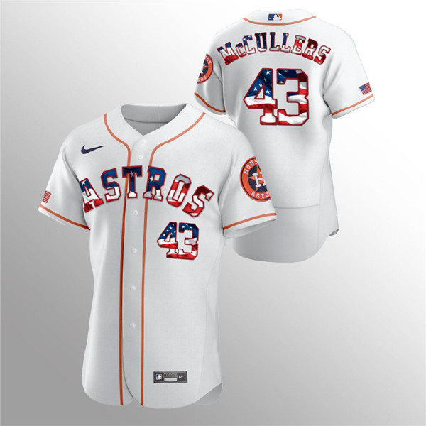 Men's Houston Astros #43 Lance McCullers White MLB 2020 Stars & Stripes Flex Base Stitched Jersey Men's Houston Astros #43 Lance McCullers White MLB 2020 Stars & Stripes Flex Base Stitched Jersey