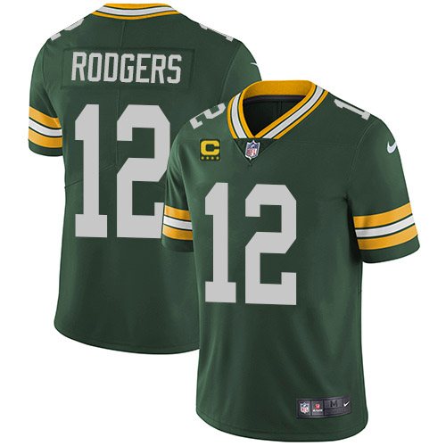 Men's Green Bay Packers #12 Aaron Rodgers Green With 4-star C Patch Green Vapor Untouchable Limited Stitched Jersey Men's Green Bay Packers #12 Aaron Rodgers Green With 4-star C Patch Green Vapor Untouchable Limited Stitched Jersey