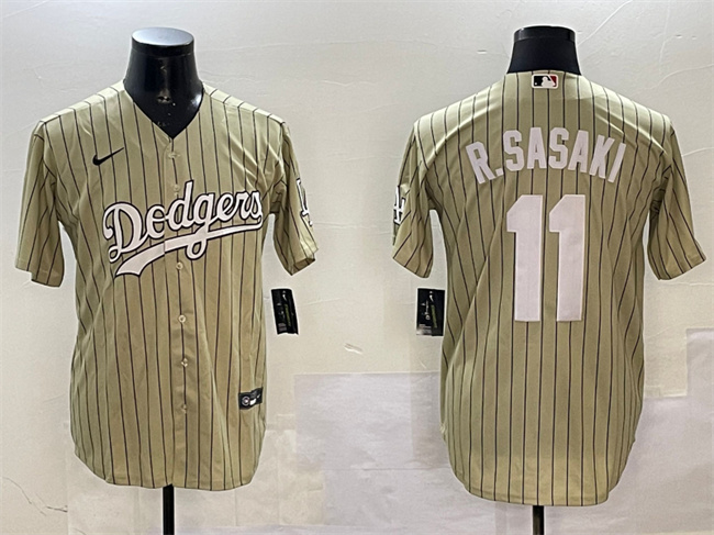Men's Los Angeles Dodgers #11 Roki Sasaki Blue Throwback Stitched Baseball Jersey