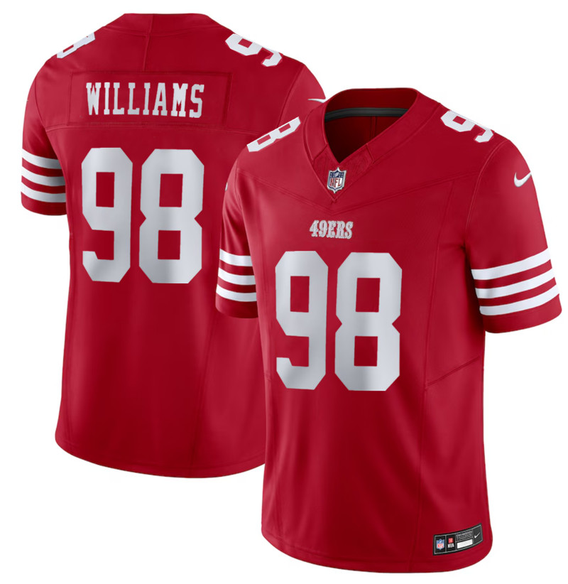 Men's San Francisco 49ers #98 Mykel Williams Red 2025 Draft F.U.S.E. Vapor Untouchable Limited Stitched Football Jersey Men's San Francisco 49ers #98 Mykel Williams Red 2025 Draft F.U.S.E. Vapor Untouchable Limited Stitched Football Jersey