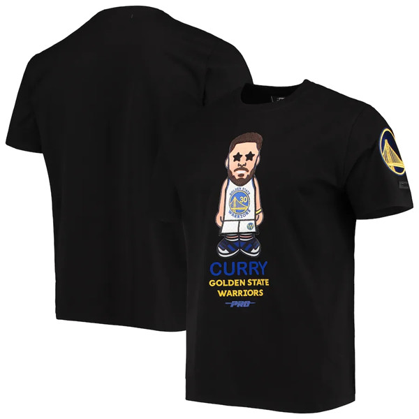 Men's Golden State Warriors Stephen Curry Black Pro Standard Caricature T-Shirt Men's Golden State Warriors Stephen Curry Black Pro Standard Caricature T-Shirt