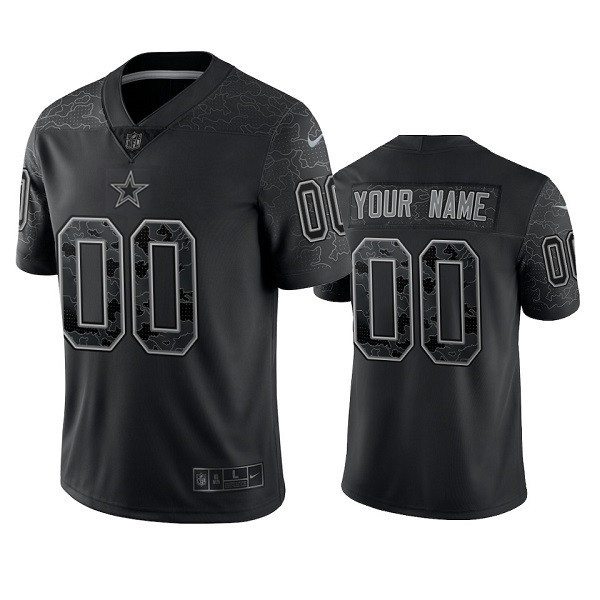 Men's Dallas Cowboys Active Player Custom Black Reflective Limited Stitched Football Jersey Men's Dallas Cowboys Active Player Custom Black Reflective Limited Stitched Football Jersey