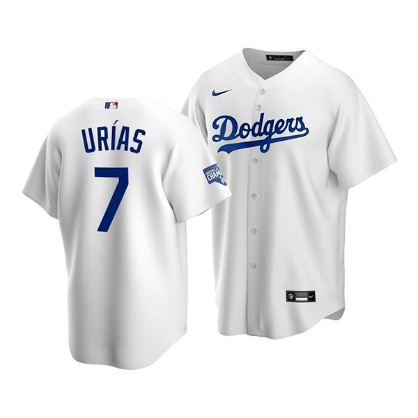 Men's Los Angeles Dodgers #7 Julio Urias White 2020 World Series Champions Home Patch Cool Base Stitched MLB Jersey Men's Los Angeles Dodgers #7 Julio Urias White 2020 World Series Champions Home Patch Cool Base Stitched MLB Jersey