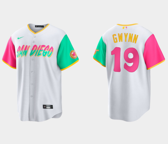 Men's San Diego Padres #19 Tony Gwynn 2022 White City Connect Cool Base Stitched Jersey Men's San Diego Padres #19 Tony Gwynn 2022 White City Connect Cool Base Stitched Jersey