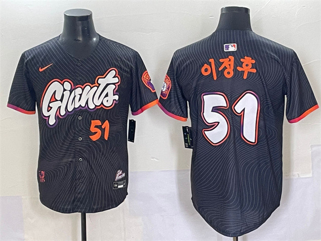 Men's San Francisco Giants #51 이정후 Anthracite 2025 City Connect Limited Stitched Baseball Jersey Men's San Francisco Giants #51 이정후 Anthracite 2025 City Connect Limited Stitched Baseball Jersey