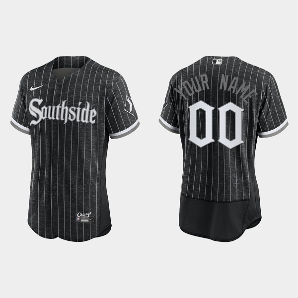 Men's Chicago White Sox Customized Black 2021 City Connect Flex Base Stitched MLB Jersey Men's Chicago White Sox Customized Black 2021 City Connect Flex Base Stitched MLB Jersey