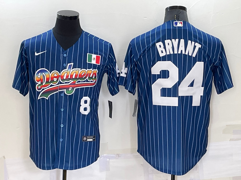 Men's Los Angeles Dodgers Front #8 Back #24 Kobe Bryant Navy Mexico Rainbow Cool Base Stitched Baseball Jersey Men's Los Angeles Dodgers Front #8 Back #24 Kobe Bryant Navy Mexico Rainbow Cool Base Stitched Baseball Jersey