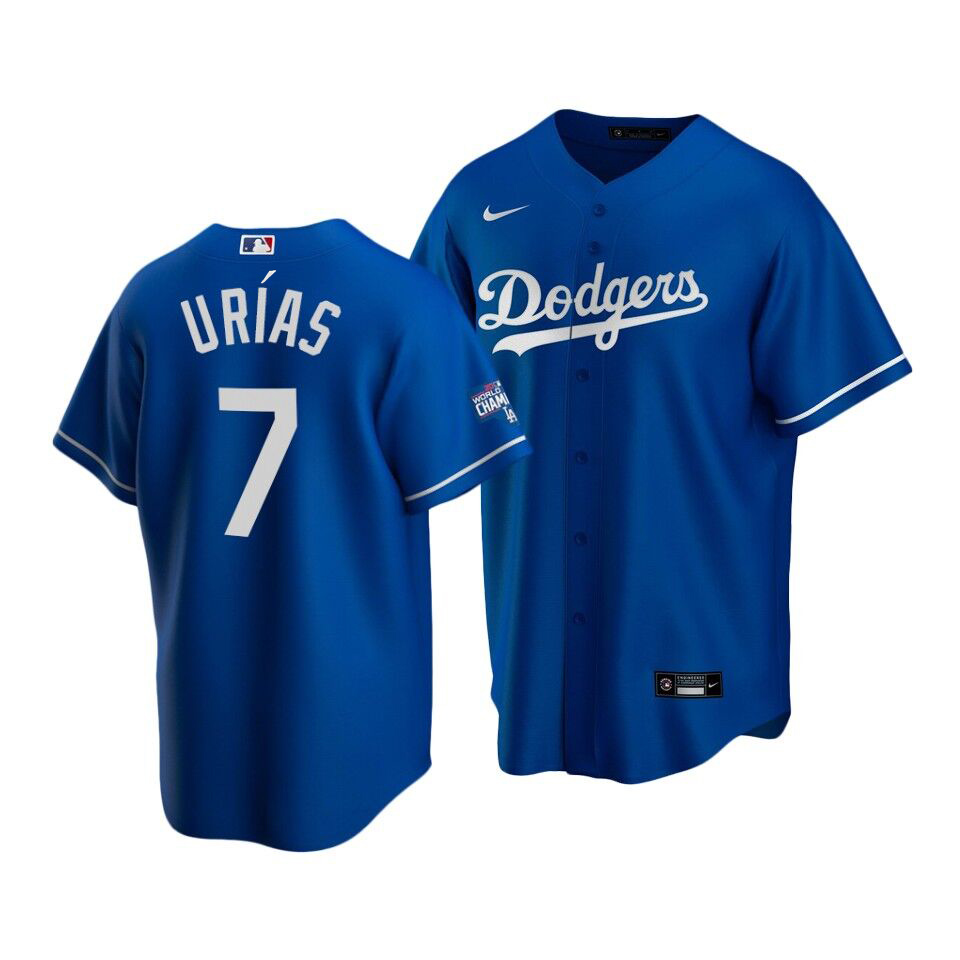 Men's Los Angeles Dodgers #7 Julio Urias Blue 2020 World Series Champions Home Patch Cool Base Stitched MLB Jersey Men's Los Angeles Dodgers #7 Julio Urias Blue 2020 World Series Champions Home Patch Cool Base Stitched MLB Jersey