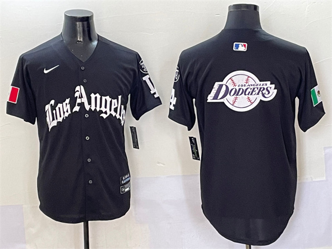 Men's Los Angeles Dodgers Team Big Logo Black Mexico 2025 LA Gothic Style With Fernando Patch Vapor Premier Limited Stitched Baseball Jersey 001 Men's Los Angeles Dodgers Team Big Logo Black Mexico 2025 LA Gothic Style With Fernando Patch Vapor Premier Limited Stitched Baseball Jersey 001